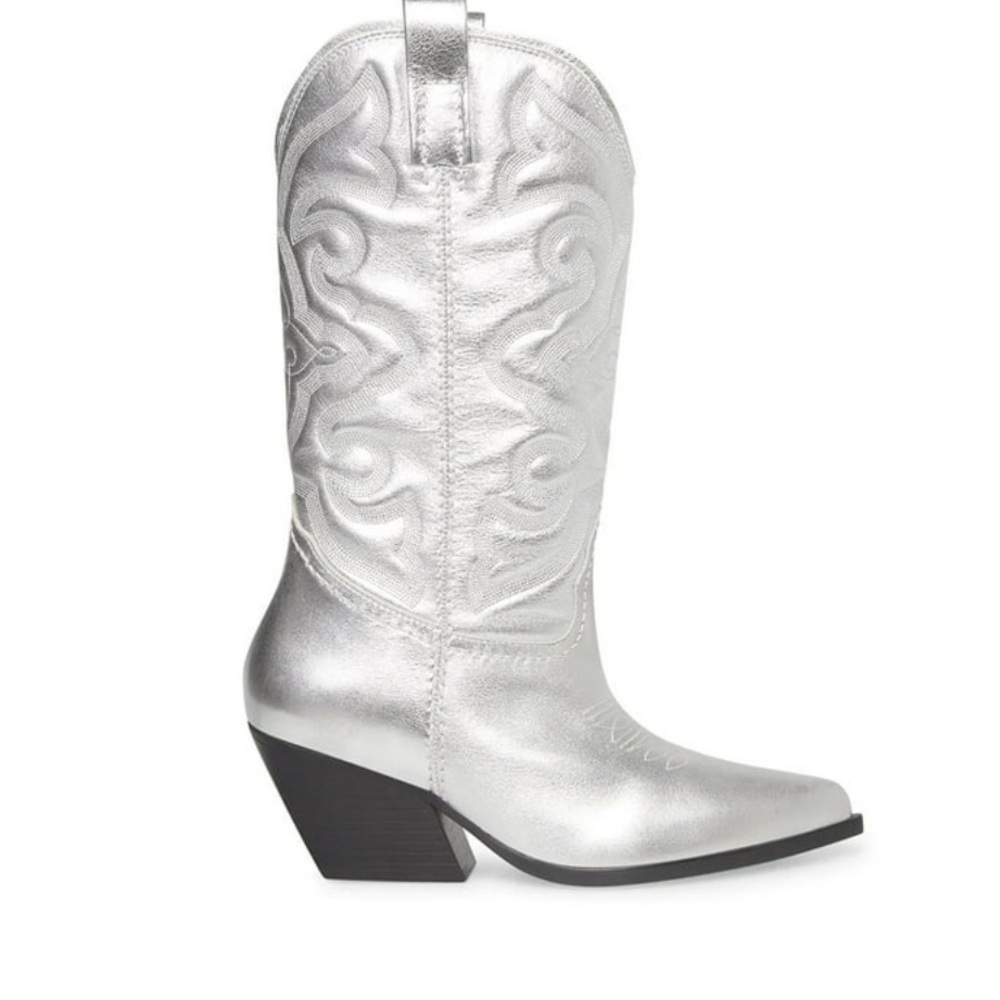 Steve Madden Silver Cowboy Boots - Picture 3 of 12